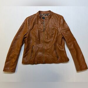 Black Rivet Women's Large Brown Leather Motorcycle Jacket